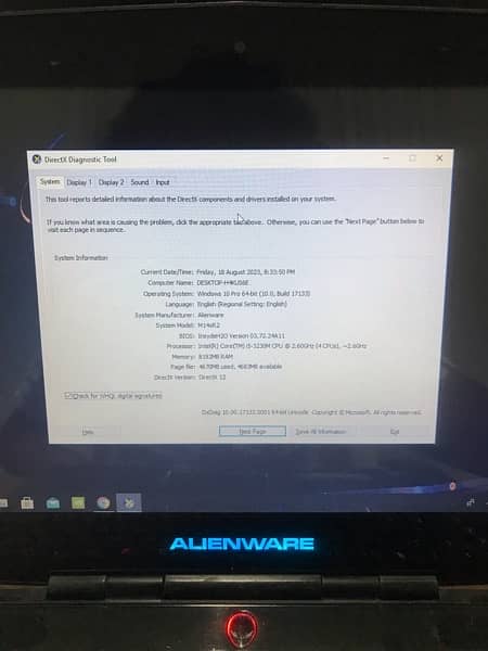 Alienware M14x R2 i5 3rd generation 6