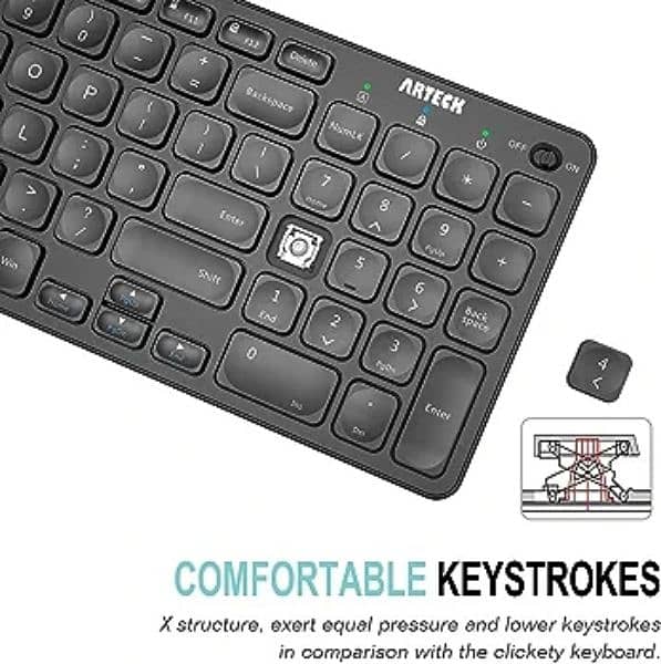 Arteck HW305-3 2.4G Wireless Full Size Keyboard 4