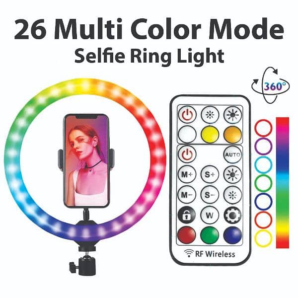 Ring Light 26cm 3 colour mode with mobile holder 12