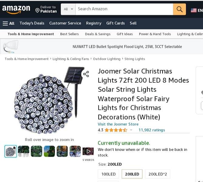 Solar String Lights 72ft 200 LED 8 Modes IP65 Waterproof White