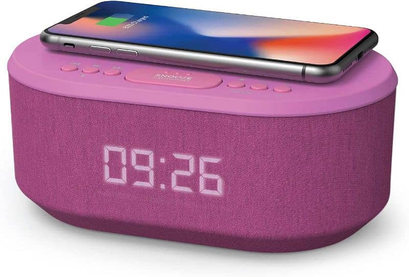 i-box Bedside Radio Alarm Clock, BT Speaker, QI Wireless Charging 0