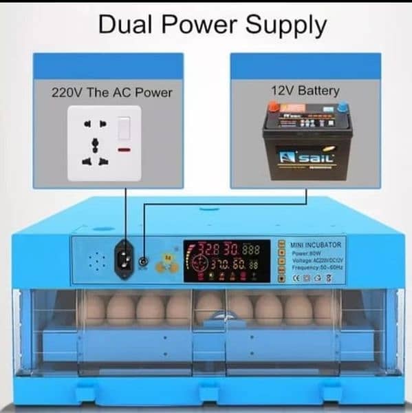 64 eggs intelligent fully automatic incubator dual power 0