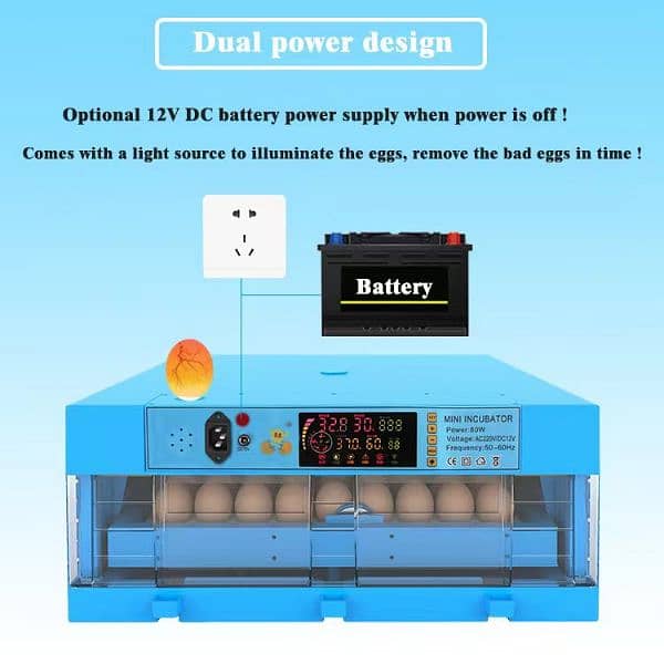 64 eggs intelligent fully automatic incubator dual power 1