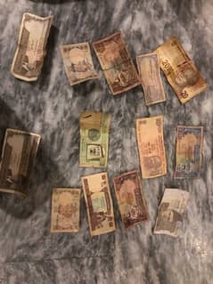 Old currency 13 notes and 32 coins