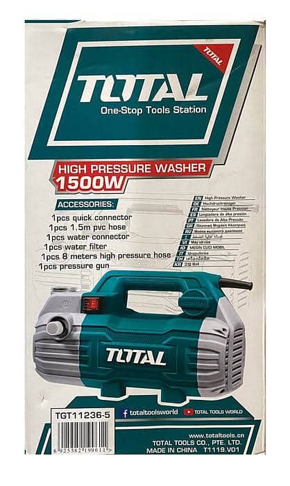 TOTAL Brand High Pressure Car Washer - 100 Bar, Copper Wire Motor 3