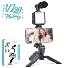 Vlogging Kit, Video Making kit, with tripod stand, Microphone, Led Lig