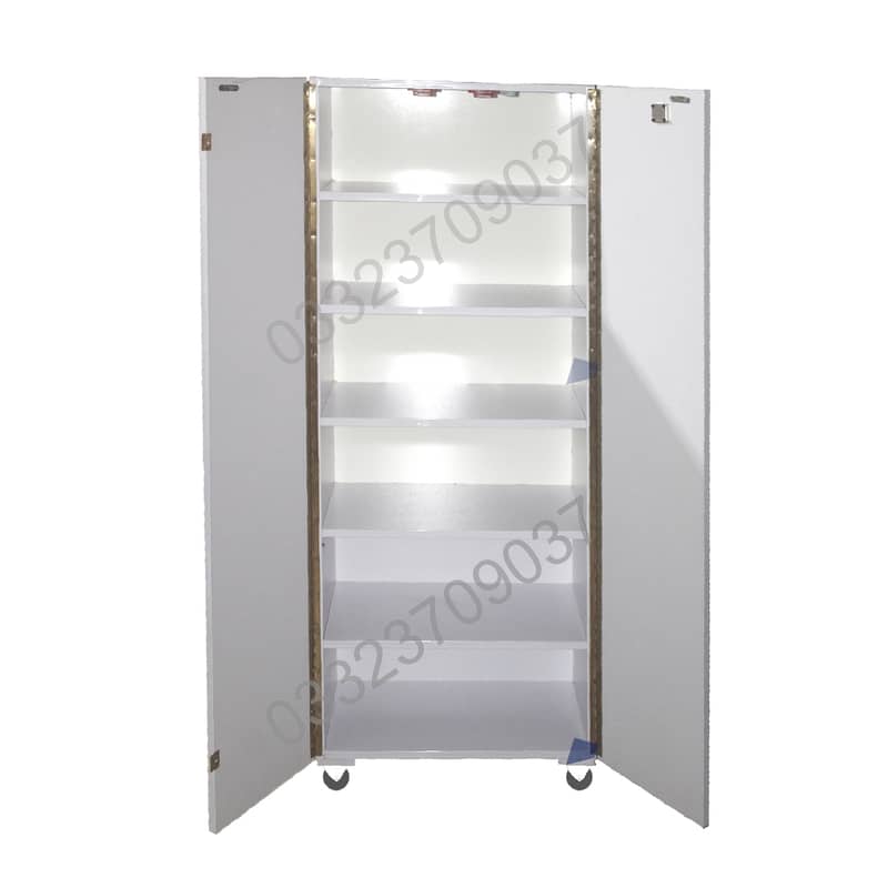 white 5x2 feet Two door Wooden cuboard cabinet almari & shoe rack 1