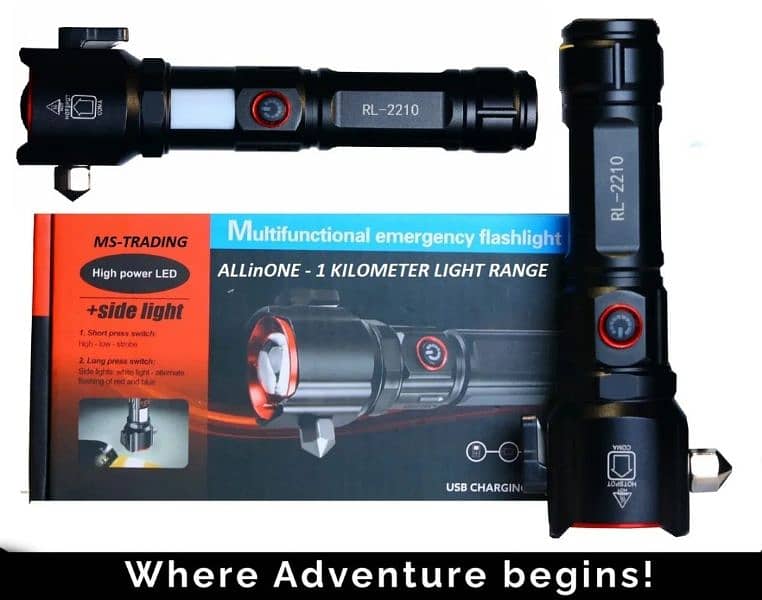 ABD Super Powerful 2 in 1 Emergency Flashlight 0