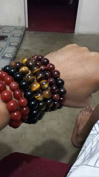 Tiger Eye, Aqeeq Lapis lazuli and Sun stone Gemstone Bracelet 0