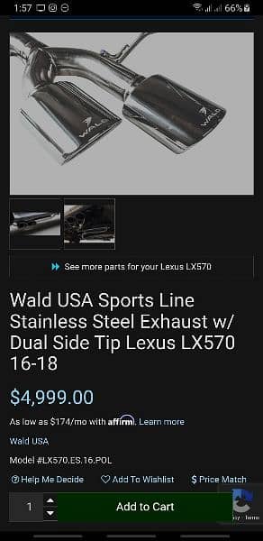 Wald USA Sports Line Stainless Steel Exhaust Dual Side Tip Lexus LX570 11