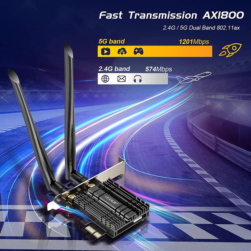 EDUP WiFi 6 Card AX 3000Mbps PCIe Network Card AX200 802.11AX 2.4Ghz/5 4