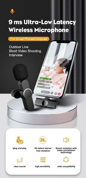 2.4G Lavalier Wireless Portable Microphone For Type C & iphone 1