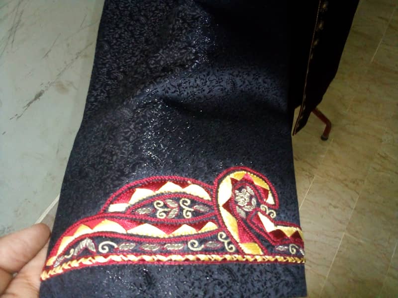 Classic Black Groom's Sherwaani with Kulla 3