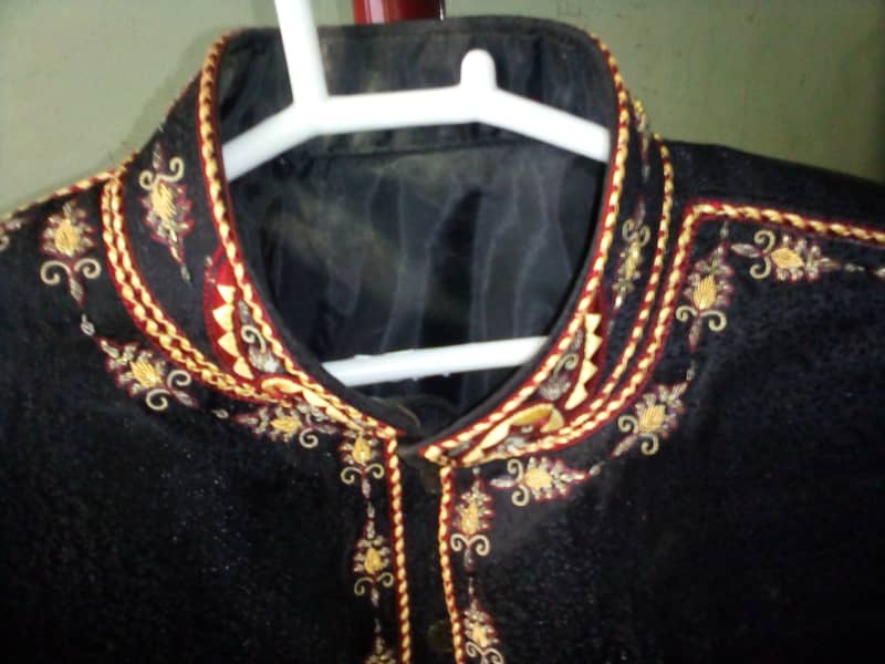 Classic Black Groom's Sherwaani with Kulla 5