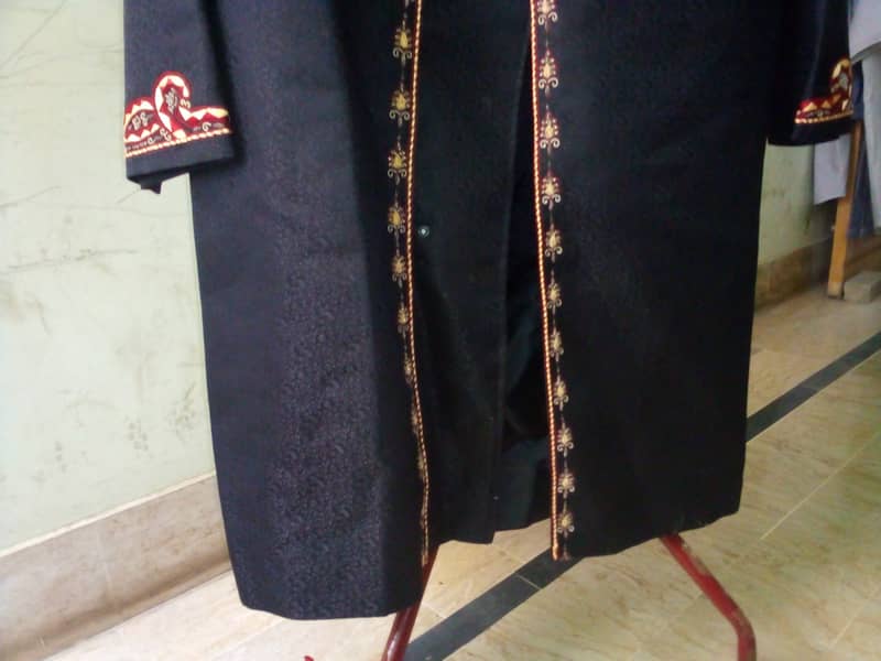 Classic Black Groom's Sherwaani with Kulla 9