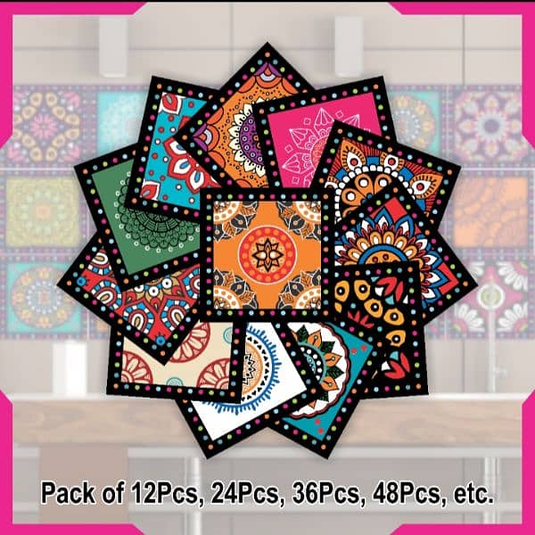 Self-adhesive Colorful Tile Stickers Pack of 12 pieces. 0318-876-43-00 0