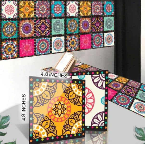 Self-adhesive Colorful Tile Stickers Pack of 12 pieces. 0318-876-43-00 3