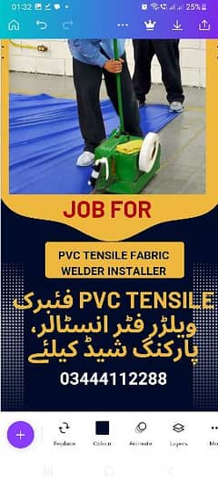 pvc tensile fabric fitter, fabric installer,welder, painter,sonologist