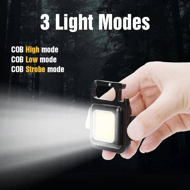 Multifunctional Mini COB Led Keychain Light USB Rechargeable 0