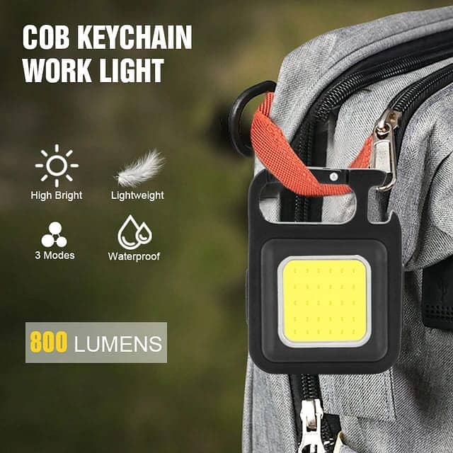 Multifunctional Mini COB Led Keychain Light USB Rechargeable 1