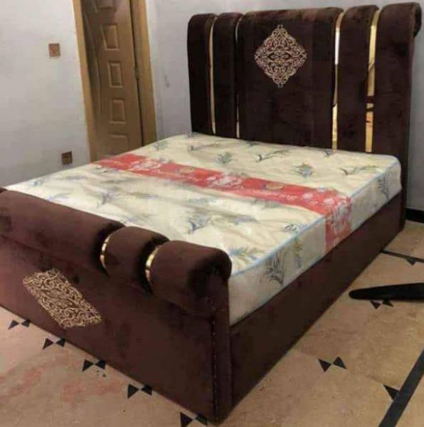 valvet double bed wooden full cushion dressing wholesale furniture set 0