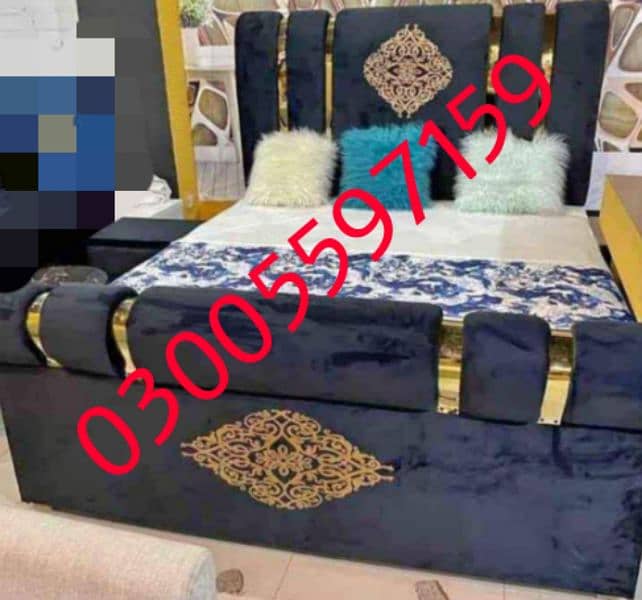 valvet double bed wooden full cushion dressing wholesale furniture set 14