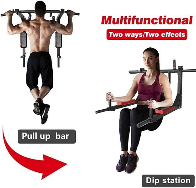 5 In 1 Wall Mounted Pull Up Bar & Dip Station 03020062817 1