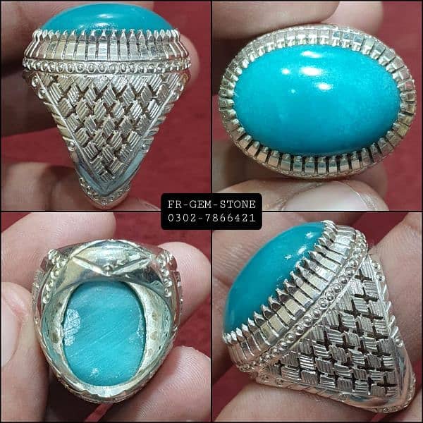 5.25 Ratti Natural Turquoise Ring (FIROZA/FEROZA Stone Ring) For Men & Women