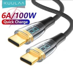 Data Cables KUULAA 100W Gold Plated USB 2M Type C To USB C Cable USB-C