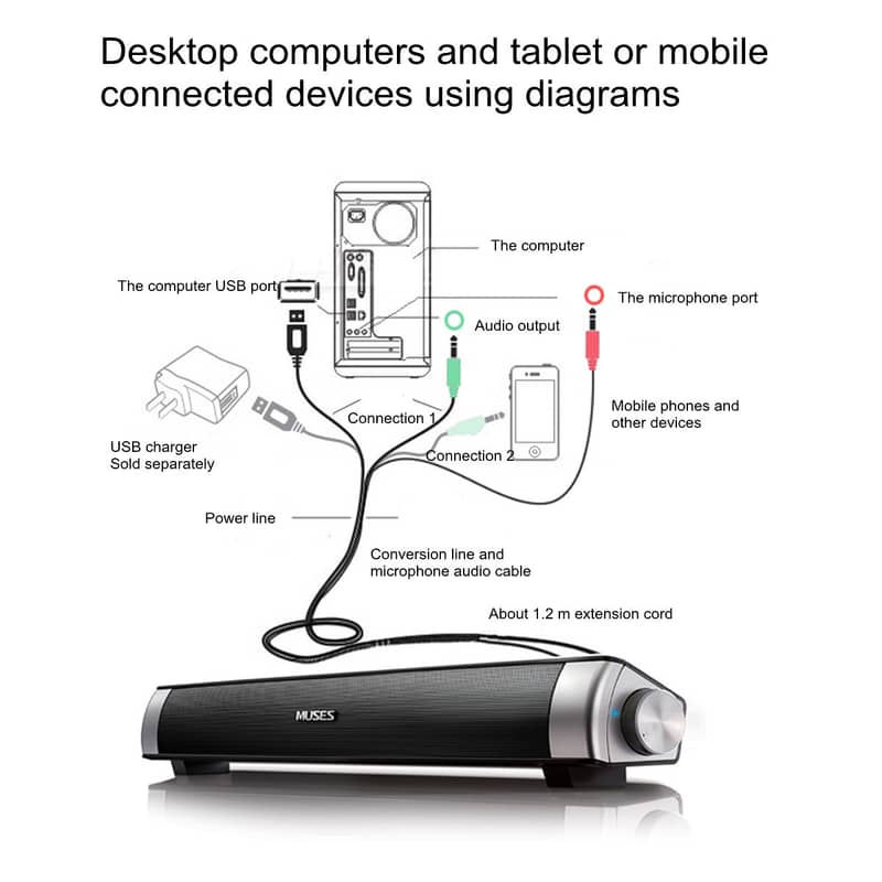 MUSES MIDAS-2.0 USB Multimedia Speaker Music Play Soundbar 5