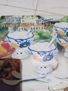 Ice cream set , cup and spoon china clay crockery