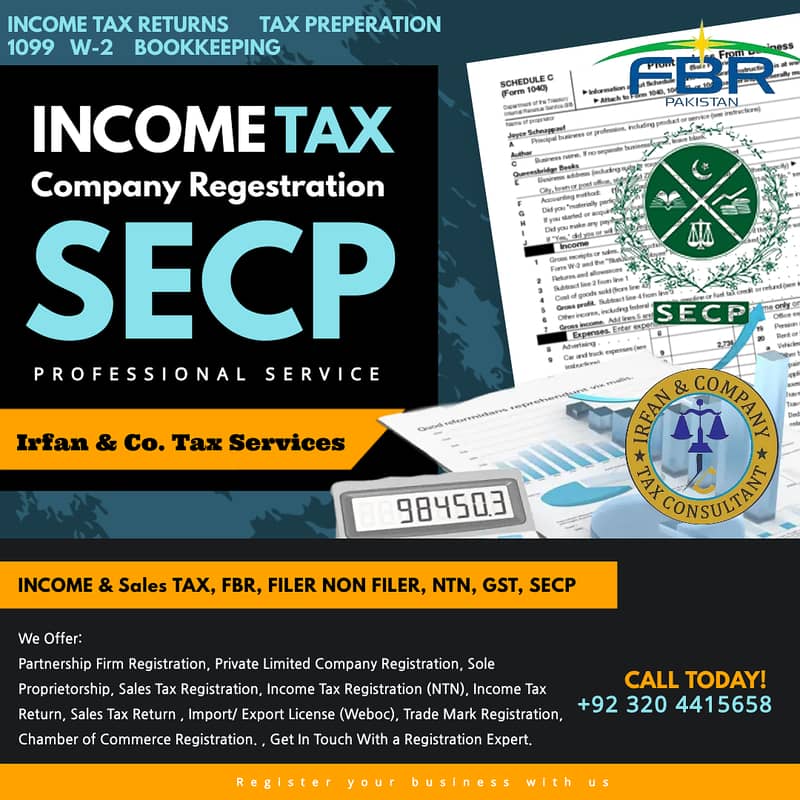 NTN | Income Tax | GST | Tax Refund, Company Registration All Pakistan 4