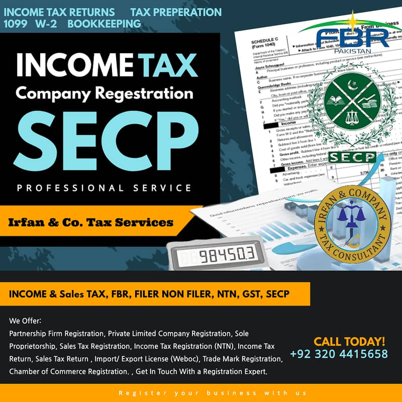 NTN , SECP , Refund , LCCI , GST , Company & Firm Registration, TAX 3