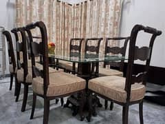 8 Seater pure chinyoti wood Dining table, luxury set, hand crafted