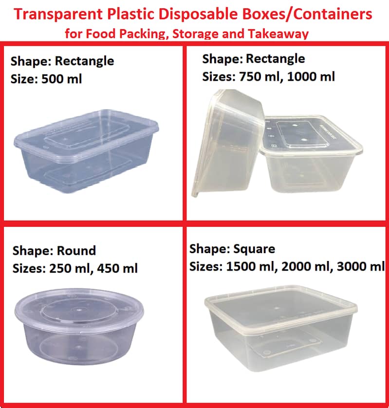 Plastic Container Transparent - 2000ml - Disposable Bazaar