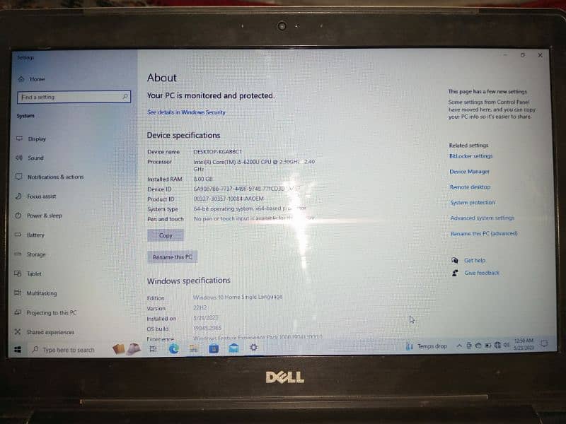 Dell laptop core i5 6th generation 5