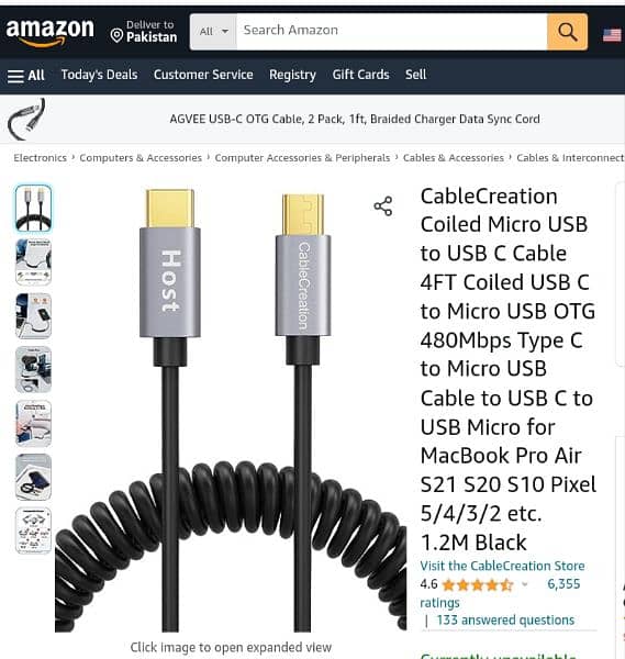 Coiled USB C to Micro USB OTG 480Mbps Type C to Micro USB Cable 1