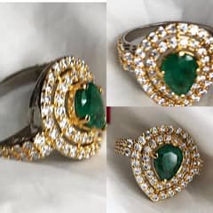 top quality Zambia Emerald silver ring