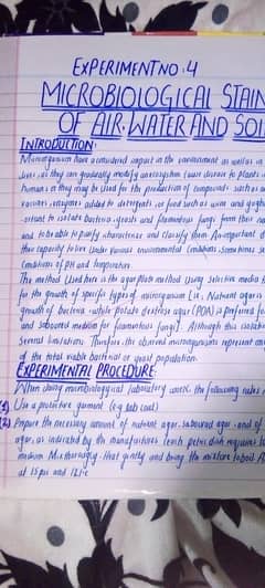 Handwritten assignment work