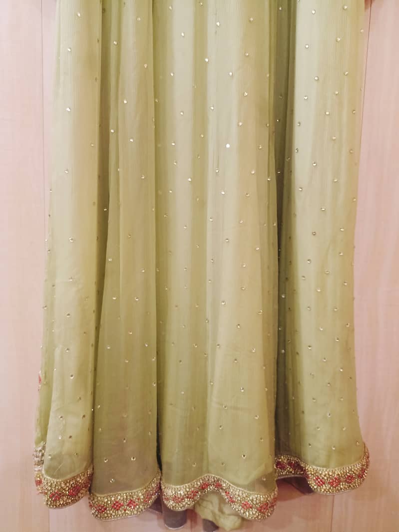 Walima dress green maxi urgent sale nikah 4