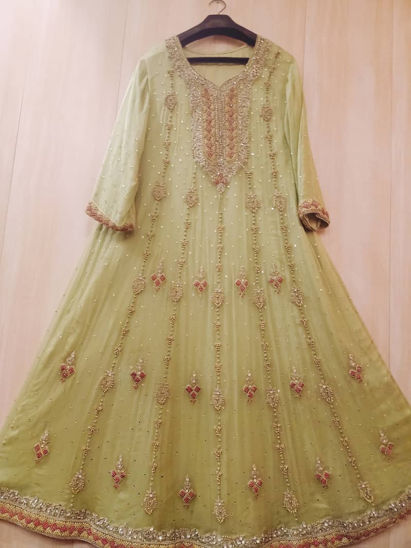 Walima dress green maxi urgent sale nikah 0