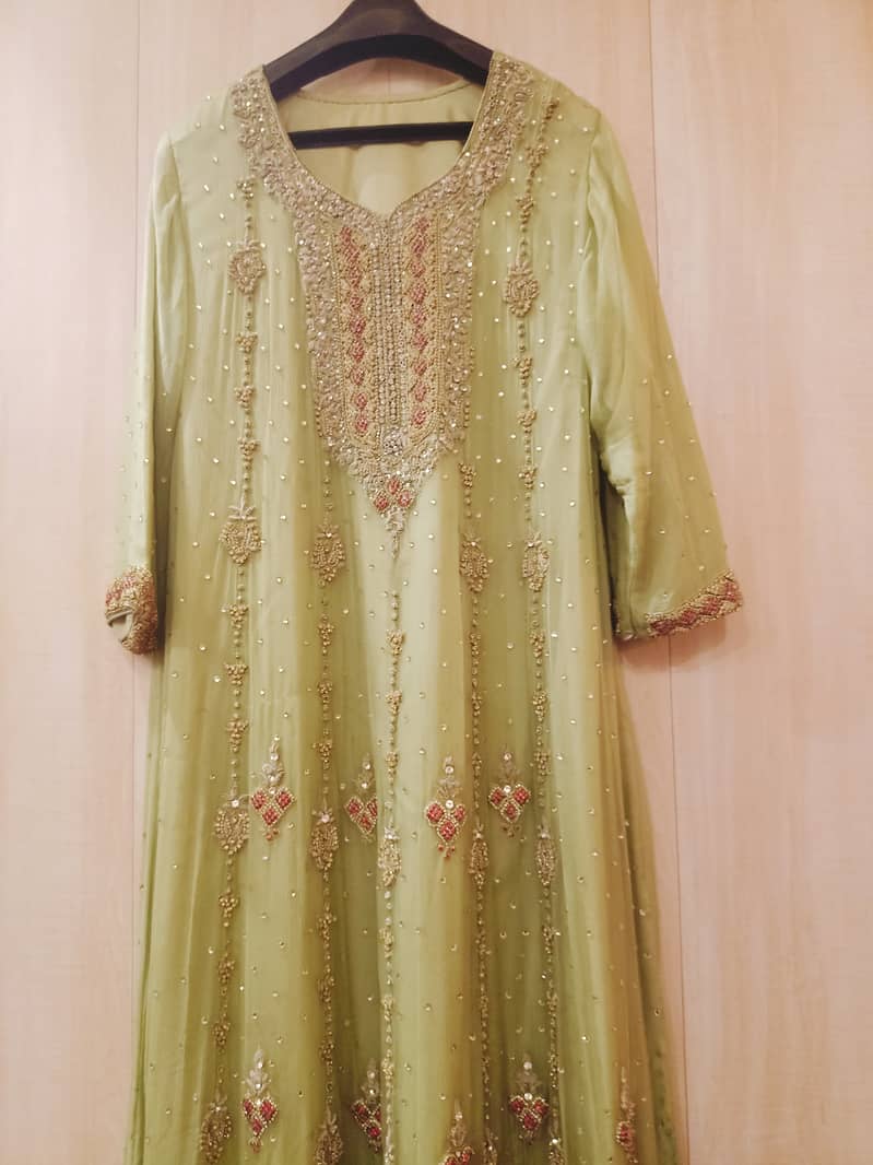 Walima dress green maxi urgent sale nikah 6