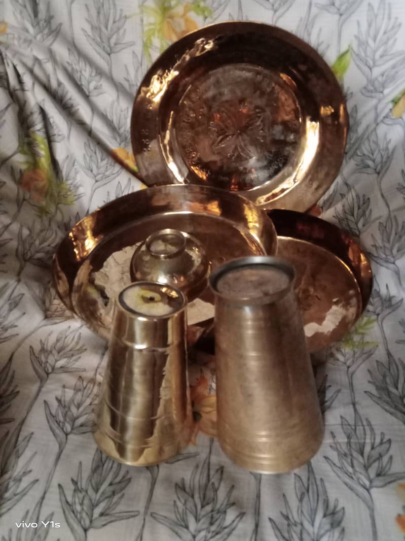 antique copper, pital and bronze mix utensil set _03373159574 1