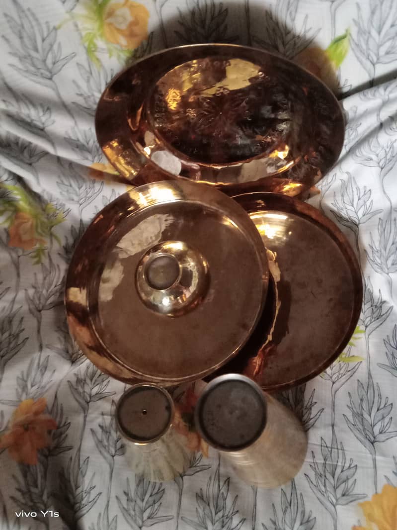 antique copper, pital and bronze mix utensil set _03373159574 2