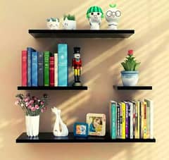 Wall Mounted White & Black Floating Shelves Book Storage Rack