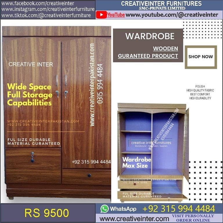 Cupboard Almari Wardrobe set single Dressing Iron Stand mirror 10