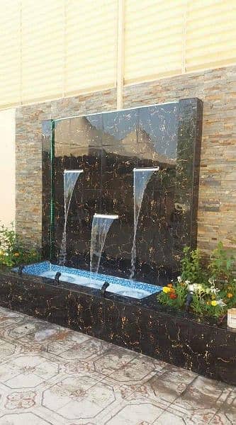 waterfall fountain Wall design and concrete art 1