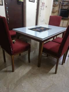 dining table with 4 chairs and bench