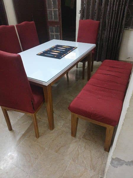 dining table with 4 chairs and bench 1
