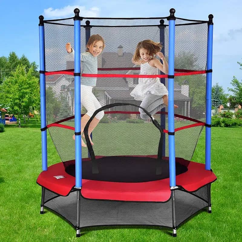 55′′ Round Kids Trampolines Indoor, 4.5FT Outdoor Trampoline with Encl 0